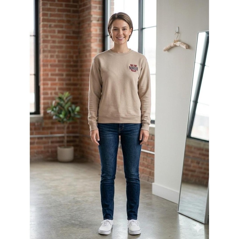 League Washington University Wash U Crewneck Sweatshirt Tan Beige Medium